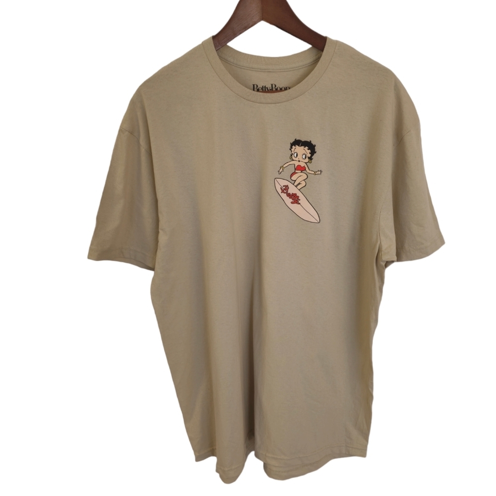 NWOT Betty Boop Maliboop Surf Graphic Short Sleeve Tshirt Beige Size XL